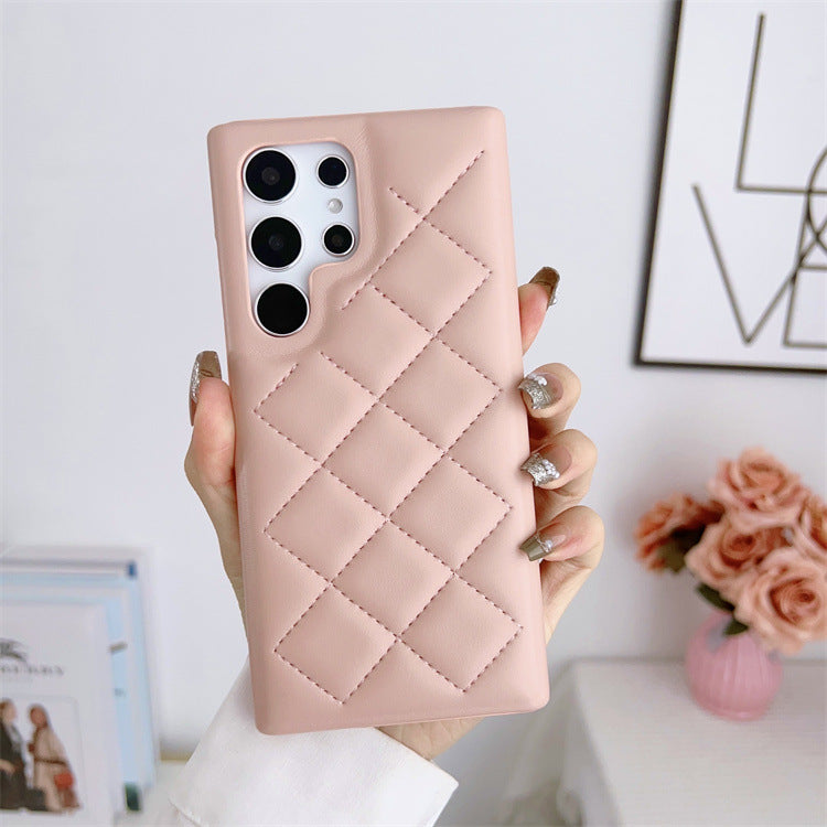 Diamond Plaid Leather Phone Protective Case