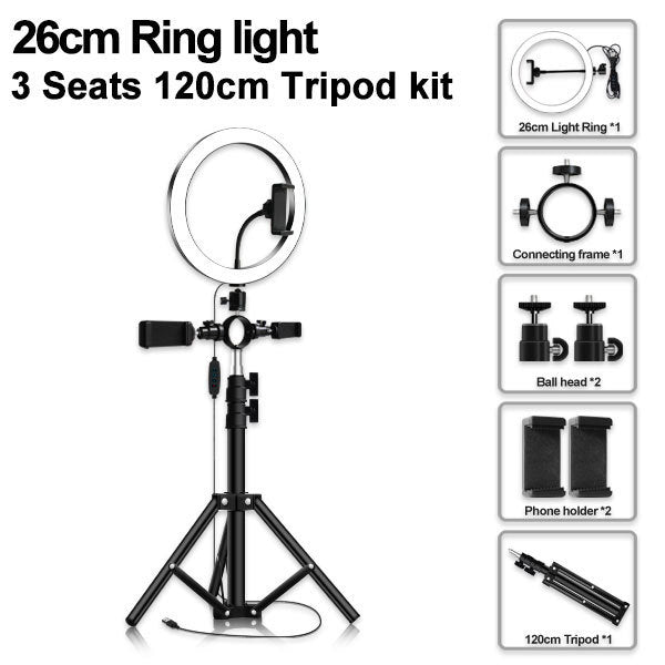 Compatible with Apple, Led Tripod Multi-position Ring Light