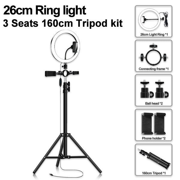 Compatible with Apple, Led Tripod Multi-position Ring Light