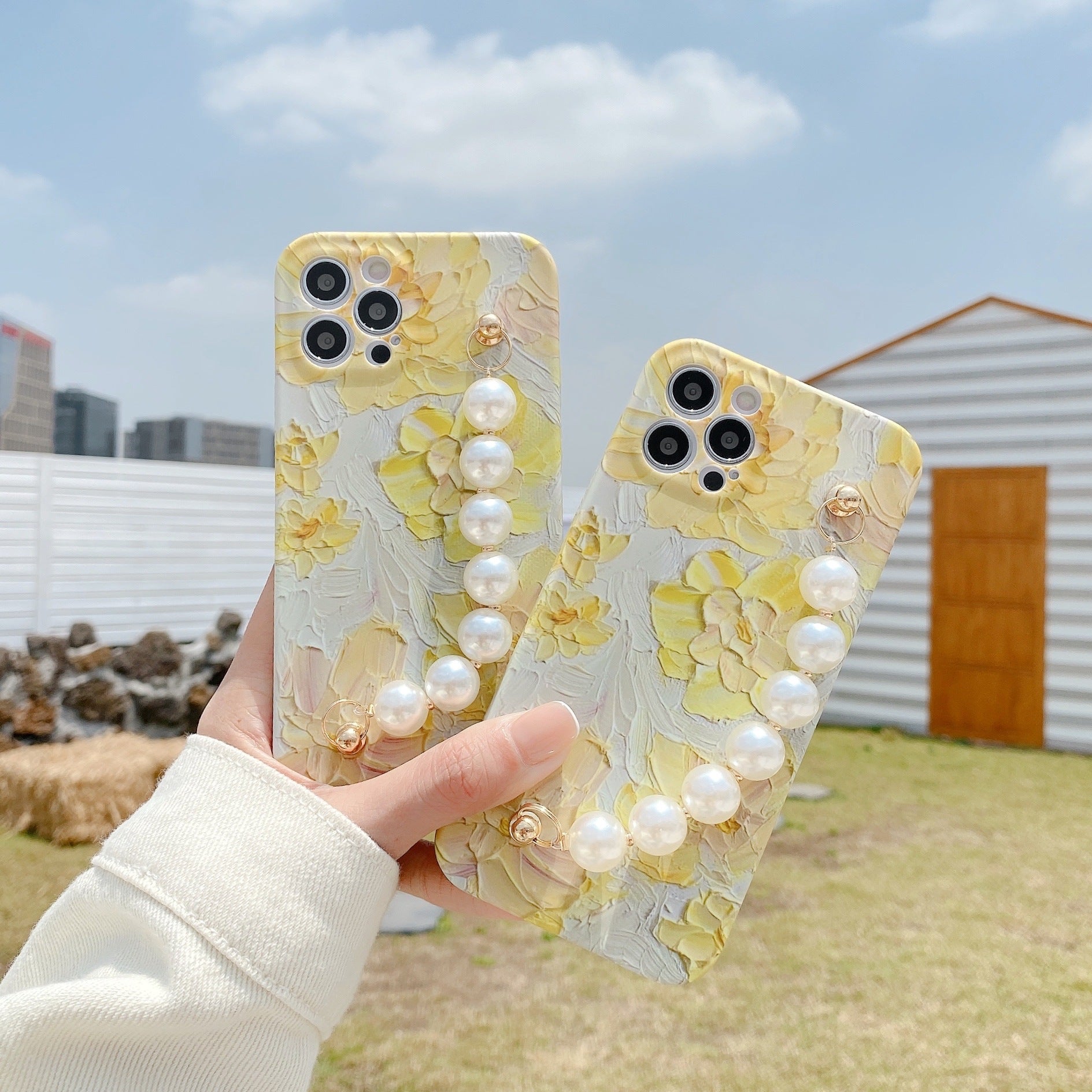 Art Flower Pearl Chain For Mobile Case