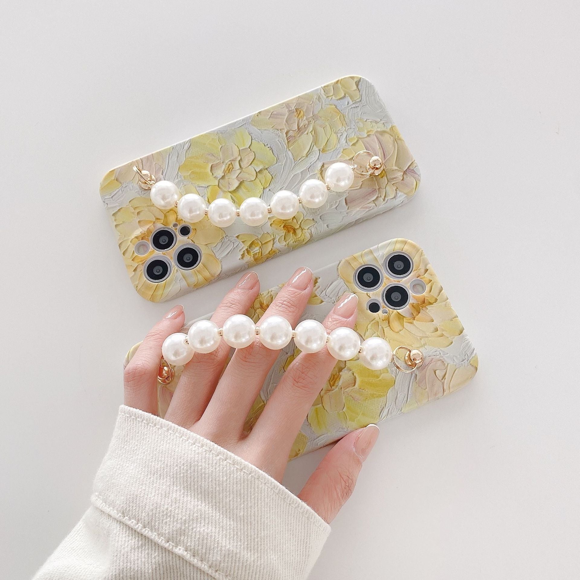 Art Flower Pearl Chain For Mobile Case