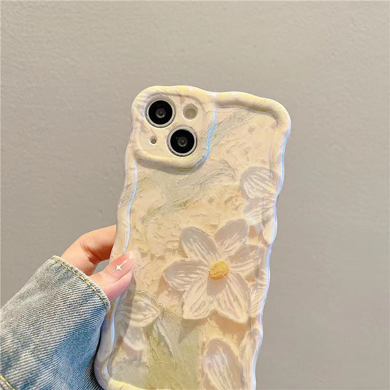Light Matcha Green Oil Painting Flower Phone Case