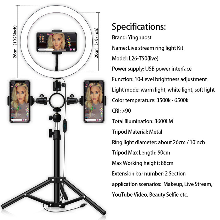 Compatible with Apple, Led Tripod Multi-position Ring Light