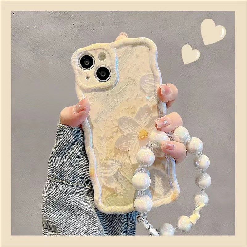 Light Matcha Green Oil Painting Flower Phone Case