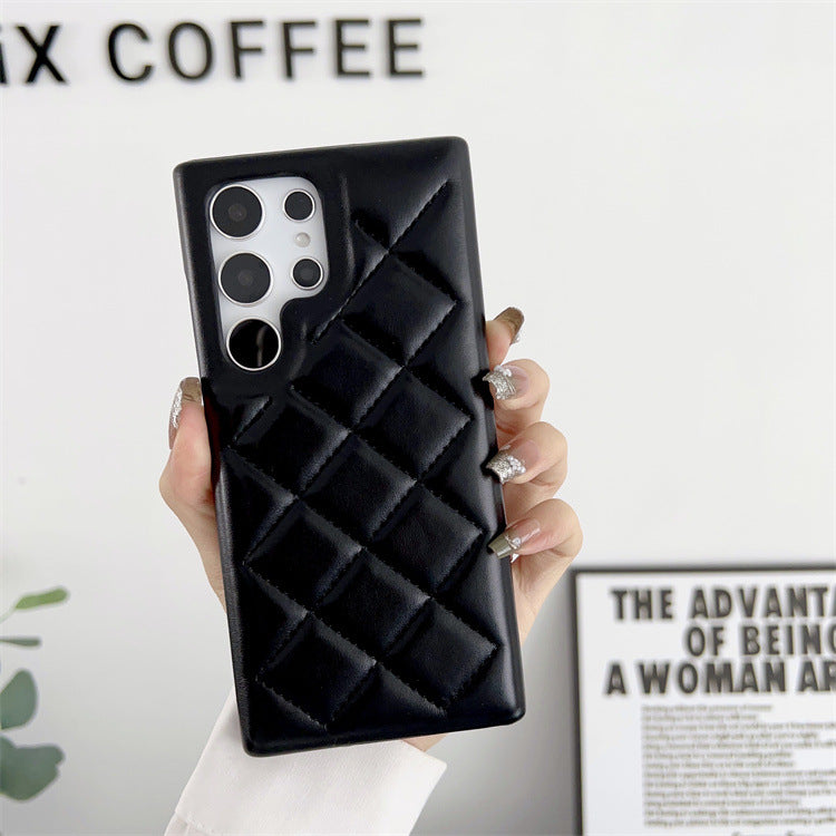 Diamond Plaid Leather Phone Protective Case