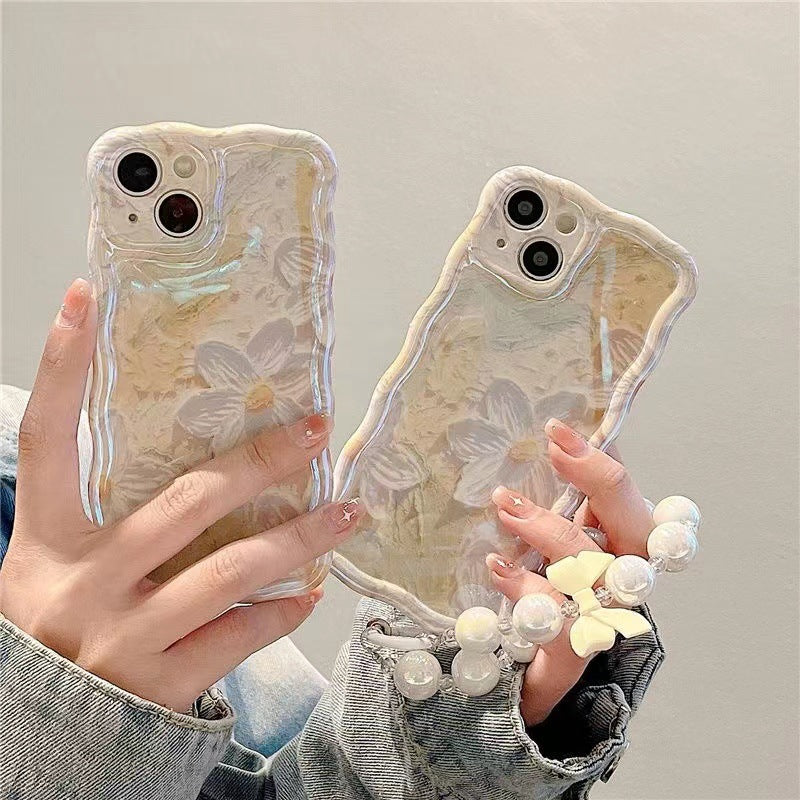 Light Matcha Green Oil Painting Flower Phone Case
