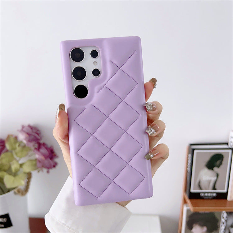 Diamond Plaid Leather Phone Protective Case