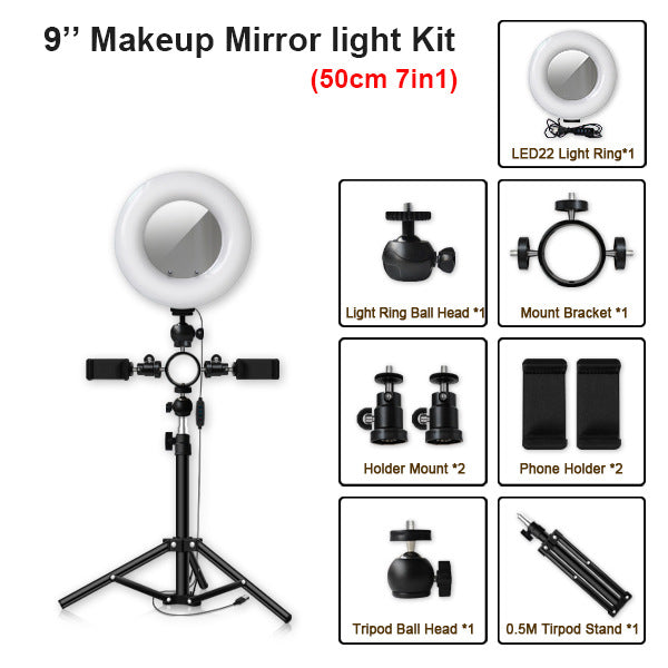 Compatible with Apple, Led Tripod Multi-position Ring Light