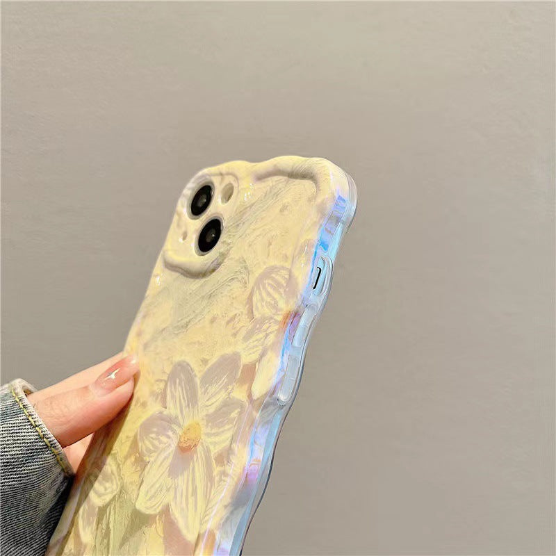 Light Matcha Green Oil Painting Flower Phone Case