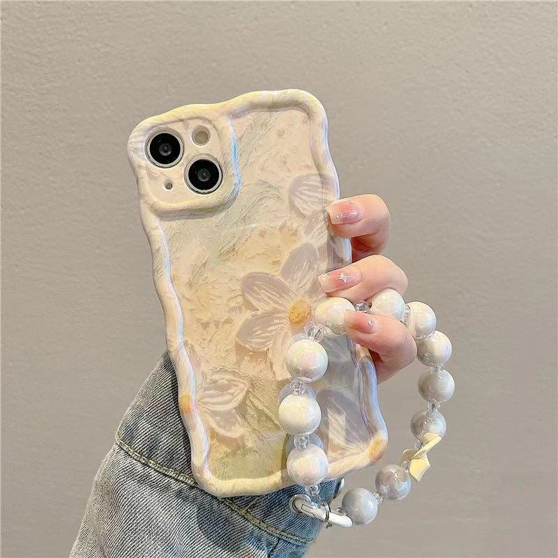 Light Matcha Green Oil Painting Flower Phone Case