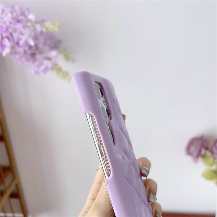 Diamond Plaid Leather Phone Protective Case